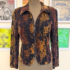 🖤 Y2K 90s Crushed Velvet Lace Zip-Up Jacket